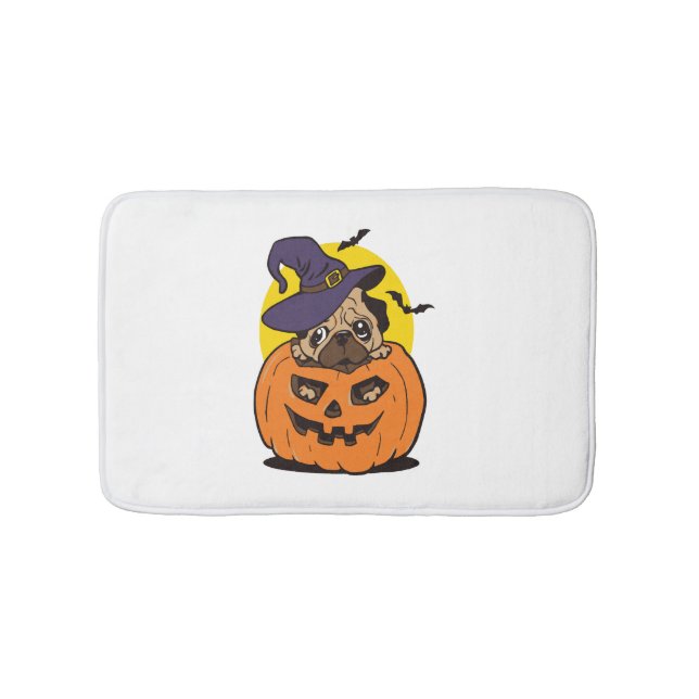Pumpkin Dog Halloween, Funny Halloween Dog Bath Mat (Front)