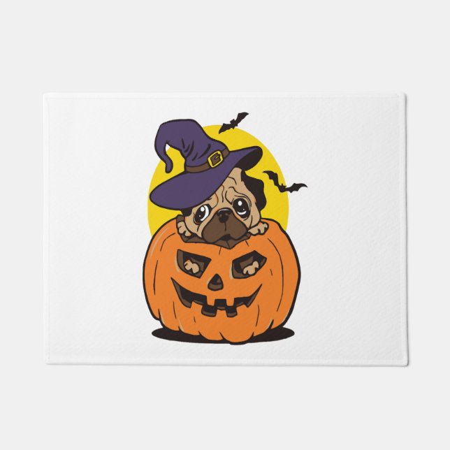 Pumpkin Dog Halloween, Funny Halloween Dog Doormat (Front)