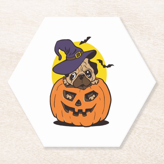 Pumpkin Dog Halloween, Funny Halloween Dog Paper Coaster (Front)