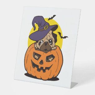 Pumpkin Dog Halloween, Funny Halloween Dog Pedestal Sign