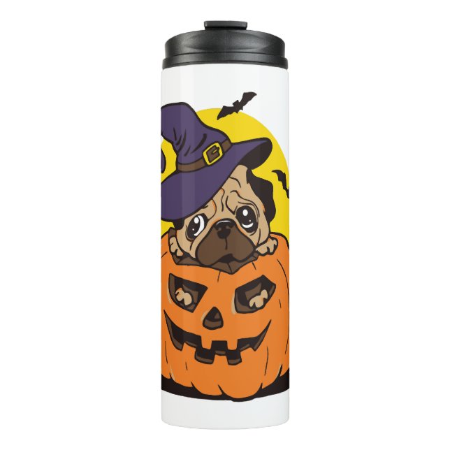 Pumpkin Dog Halloween, Funny Halloween Dog Thermal Tumbler (Front)