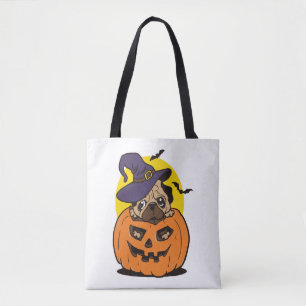 Pumpkin Dog Halloween, Funny Halloween Dog Tote Bag