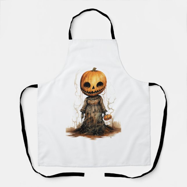 Pumpkin Doll Halloween Sticker Apron (Front)