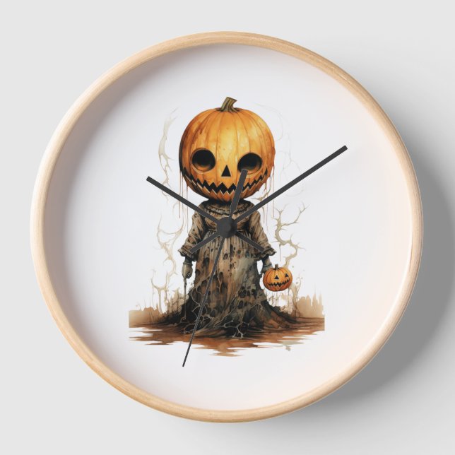Pumpkin Doll Halloween Sticker Clock (Front)