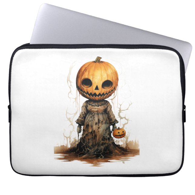 Pumpkin Doll Halloween Sticker Laptop Sleeve (Front)