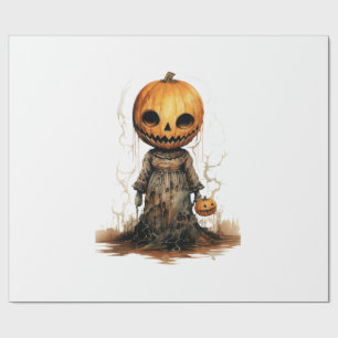 Pumpkin Doll Halloween Sticker Wrapping Paper