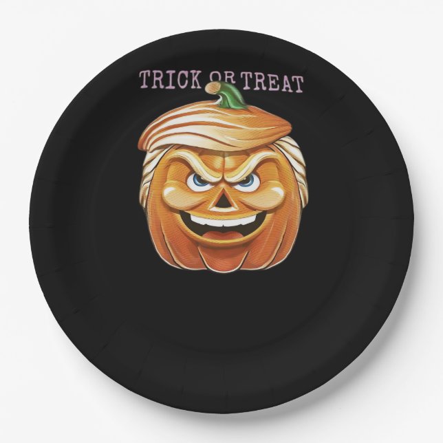 Pumpkin Donald, Funny Halloween Scary Classic Paper Plate (Front)