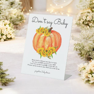 Pumpkin Don't Say Baby Game Pedestal Sign