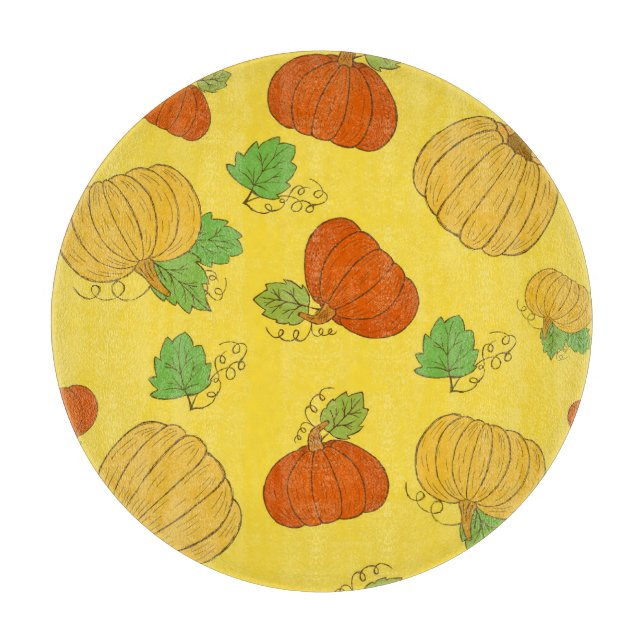 Pumpkin Doodle: Hand Drawn Seamless Cutting Board (Front)