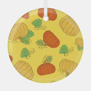 Pumpkin Doodle: Hand Drawn Seamless Glass Tree Decoration