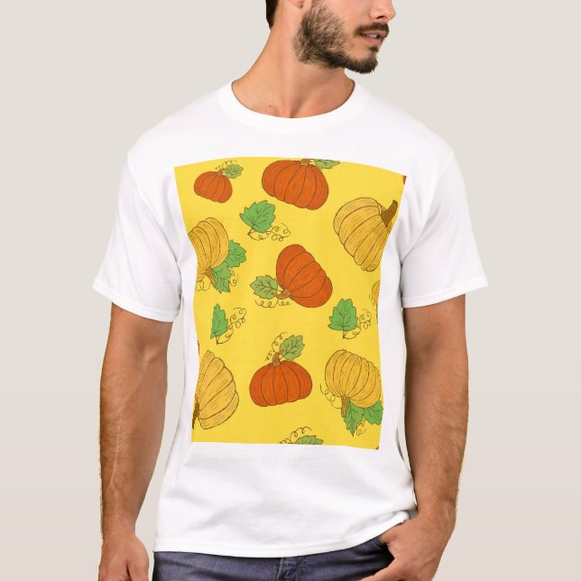 Pumpkin Doodle: Hand Drawn Seamless T-Shirt (Front)