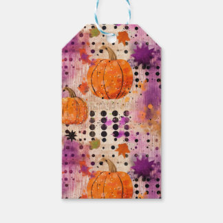 Pumpkin Dots Boho Abstract Pattern Halloween Gift Tags