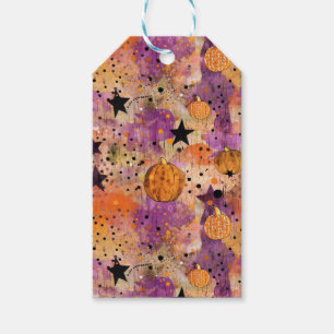 Pumpkin Dots Stars Boho Abstract Pattern Halloween Gift Tags