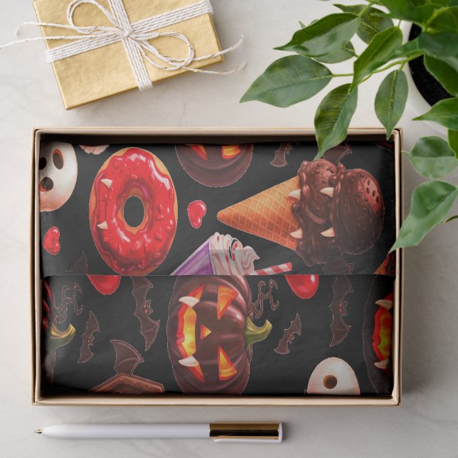 Pumpkin Dracula Spooky Cute Halloween Tissue Paper (Gift)