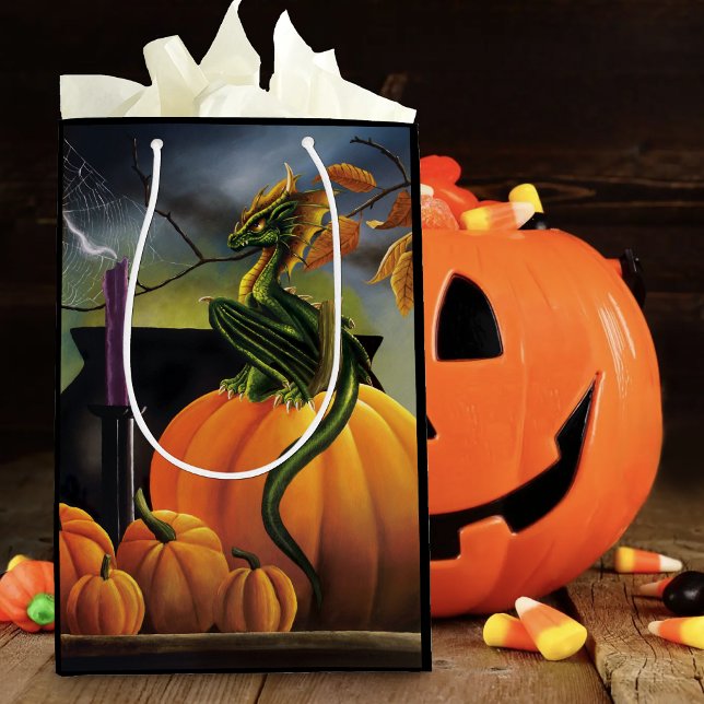 Pumpkin Dragon Cauldron Halloween Medium Gift Bag (Creator Uploaded)