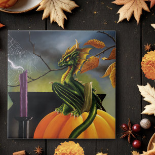 Pumpkin Dragon Cauldron Halloween Tile