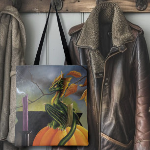 Pumpkin Dragon Cauldron Halloween Tote Bag