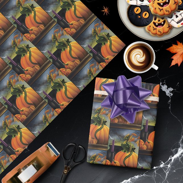 Pumpkin Dragon Cauldron Halloween Wrapping Paper (Creator Uploaded)