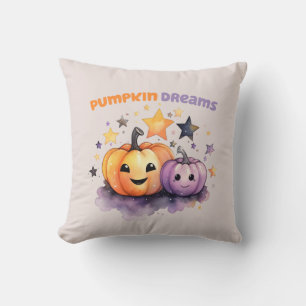 Pumpkin Dreams – Cute Pastel Purple and Orange Cushion