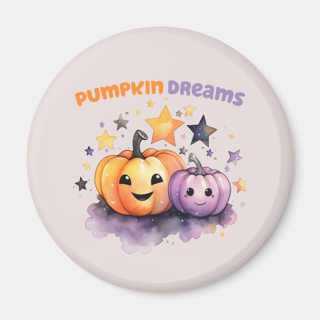 Pumpkin Dreams – Cute Pastel Purple and Orange Magnet (Front)