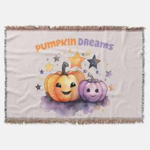 Pumpkin Dreams – Cute Pastel Purple and Orange Throw Blanket