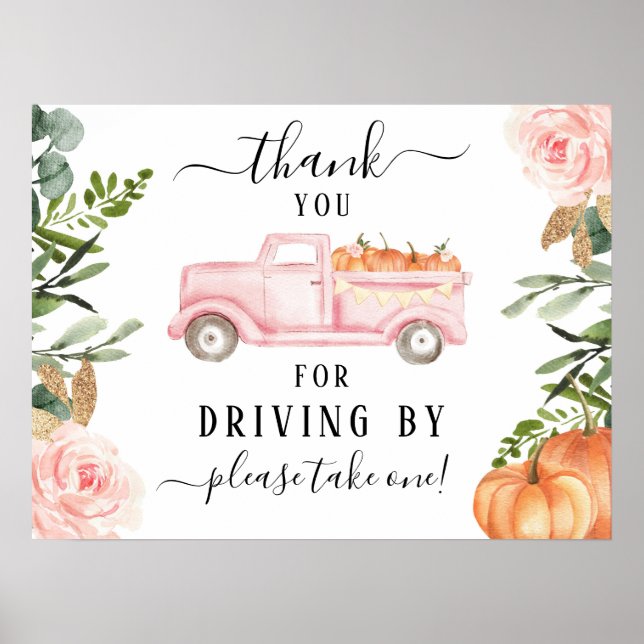 Pumpkin Drive By Baby Shower Thank You Sign (Front)
