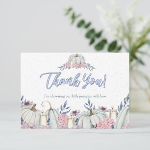 Pumpkin Dusty Blue Boy Baby Shower Thank You Card