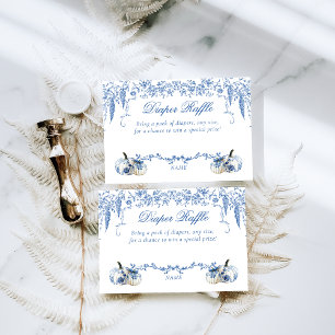 Pumpkin Dusty Blue Toile Floral Diaper Baby Shower Enclosure Card