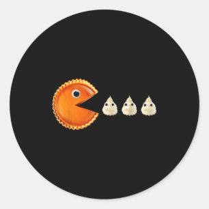 Pumpkin E Eating Whipped Cream Funny Classic Round Sticker