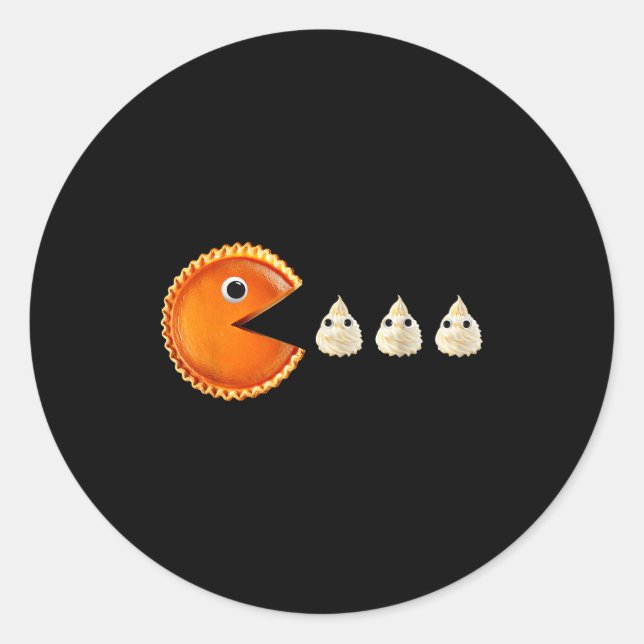 Pumpkin E Eating Whipped Cream Funny  Classic Round Sticker (Front)