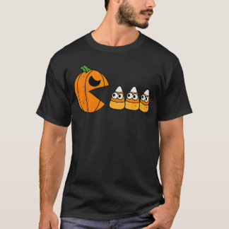 Pumpkin Eating Candy Gamer Halloween Gaming Game B T-Shirt
