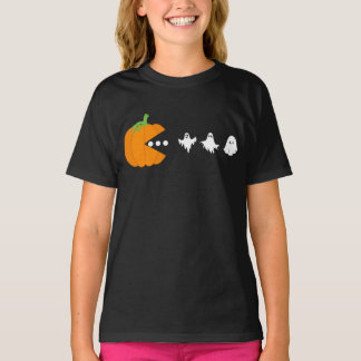  Pumpkin Eating Ghost Gamer Halloween Men Women   T-Shirt