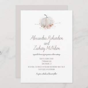 Pumpkin Elegant Rustic Fall Watercolor Wedding Invitation