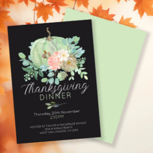 Pumpkin Elegant Thanksgiving Dinner Party Holiday Card