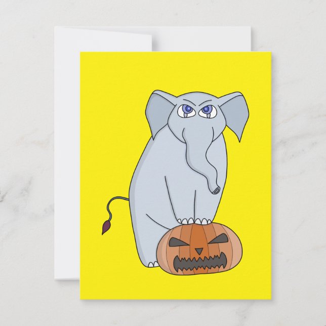 Pumpkin Elephant Holiday Card (Front)