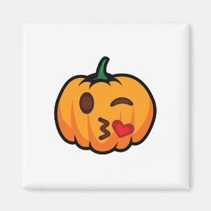 Pumpkin Emoji One Eye Open Wink Blow Kiss Love Fun Magnet