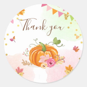 Pumpkin Envelope seal sticker Thank you Floral