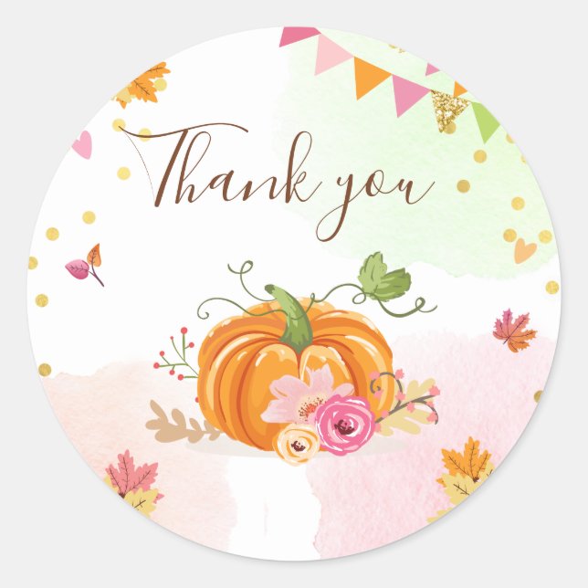 Pumpkin Envelope seal sticker Thank you Floral (Front)
