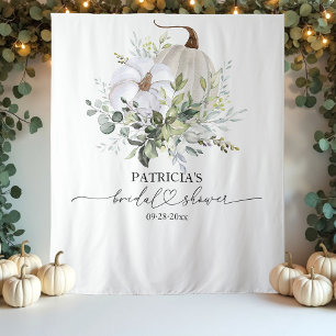 Pumpkin Eucalyptus Fall Bridal Shower Backdrop Tapestry
