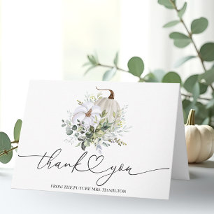 Pumpkin Eucalyptus Fall Bridal Shower Thank You Card