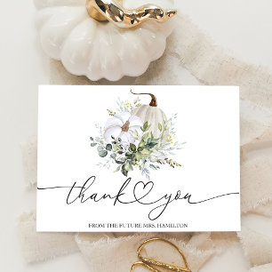 Pumpkin Eucalyptus Fall Bridal Shower Thank You Invitation