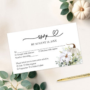 Pumpkin Eucalyptus Fall in Love Wedding RSVP Enclosure Card