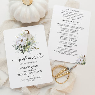 Pumpkin Eucalyptus Fall Wedding Ceremony Program Invitation