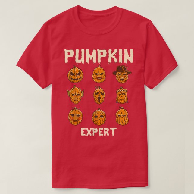Pumpkin Expert Scary Movies Halloween  T-Shirt (Design Front)