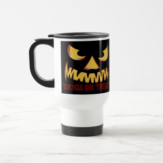 Pumpkin Face 2 Travel Mug (Left)