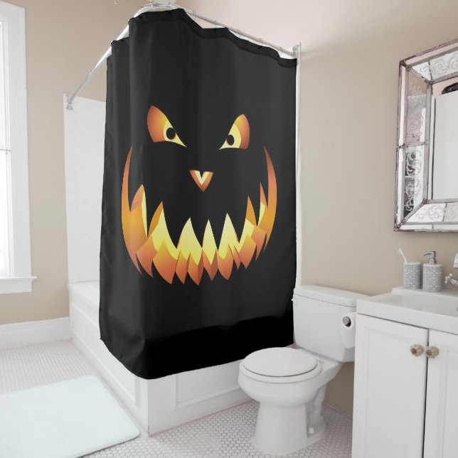 Pumpkin Face 4 for Halloween Shower Curtain (In Situ)