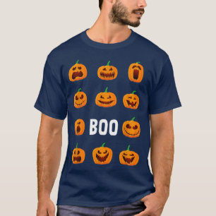 Pumpkin Face Boo Lazy Halloween Costume Cute Jack  T-Shirt
