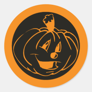 Pumpkin face classic round sticker