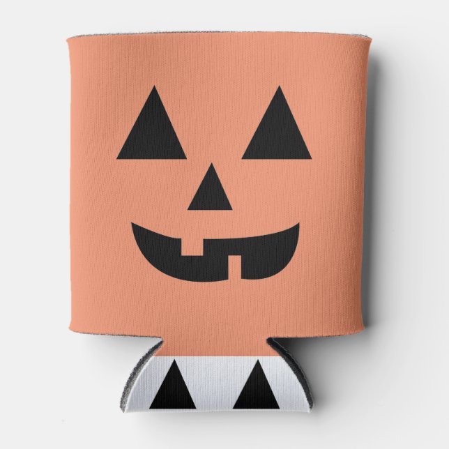 Pumpkin Face Halloween Can Cooler (Front)