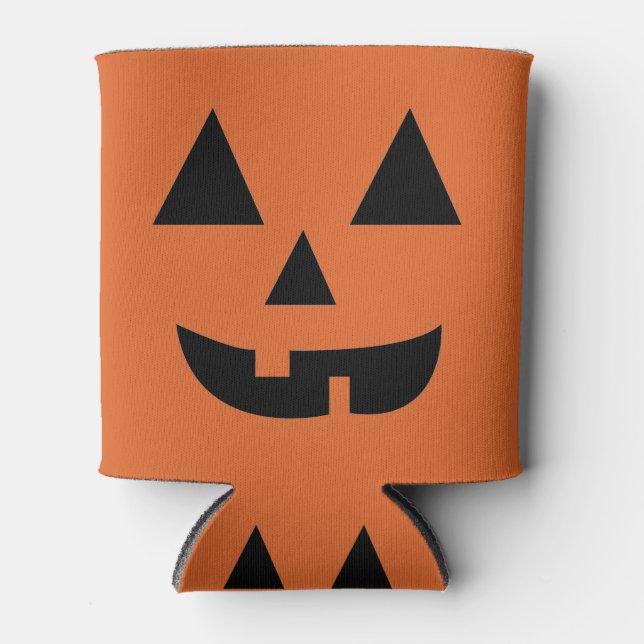 Pumpkin Face Halloween Can Cooler (Front)